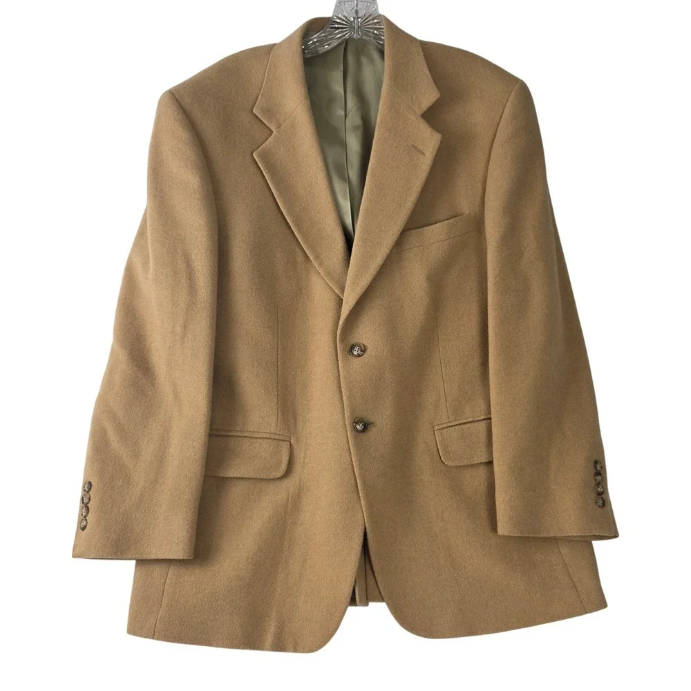 Stafford 100% Camel Hair Blazer Mens Est 42R Tan 2 Button Sport Coat